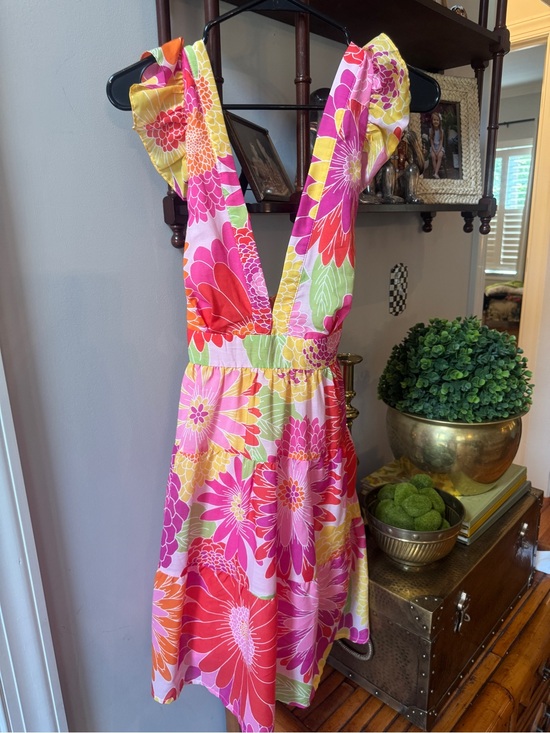 j. marie Dresses & Skirts - J. Marie Floral V-Neck Mini Dress - Pink Multi
